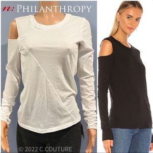 N: PHILANTHROPY LEAH long Sleeve TEE - BLACK Cold shoulder $118 S